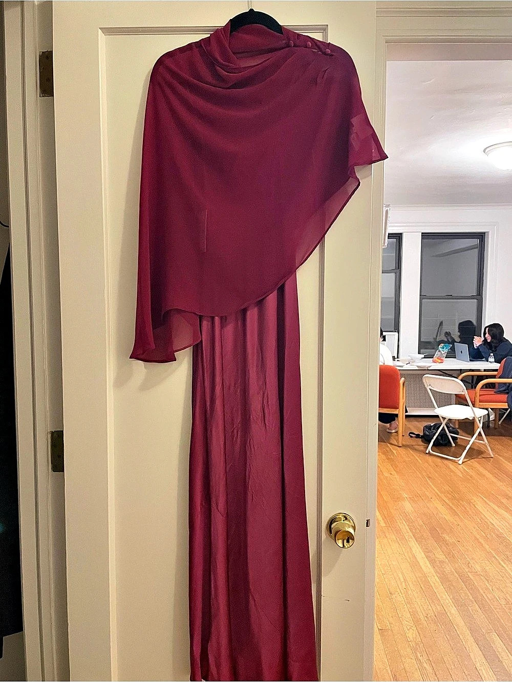 Reformation Lilibeth Silk Dress Draped Maxi Dress in Hibiscus Tea Medium